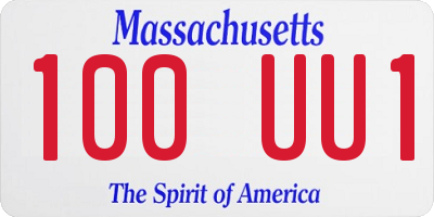 MA license plate 100UU1