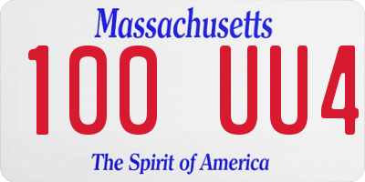 MA license plate 100UU4