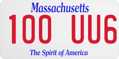 MA license plate 100UU6