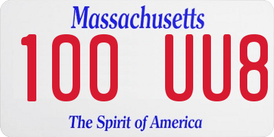 MA license plate 100UU8