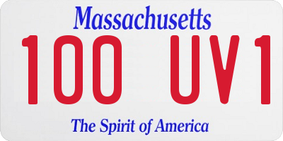 MA license plate 100UV1