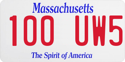 MA license plate 100UW5
