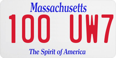 MA license plate 100UW7