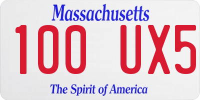 MA license plate 100UX5