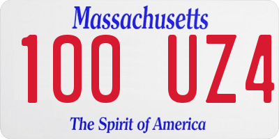 MA license plate 100UZ4