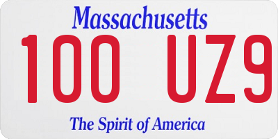 MA license plate 100UZ9