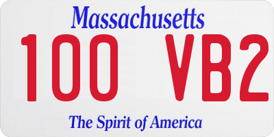 MA license plate 100VB2
