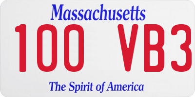 MA license plate 100VB3