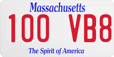 MA license plate 100VB8