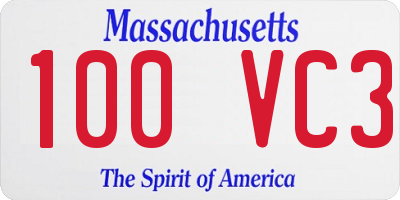 MA license plate 100VC3