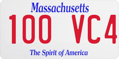 MA license plate 100VC4