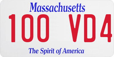 MA license plate 100VD4