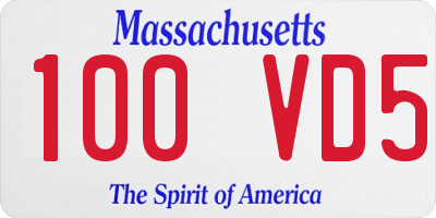 MA license plate 100VD5