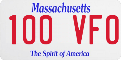 MA license plate 100VF0
