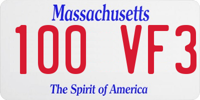 MA license plate 100VF3