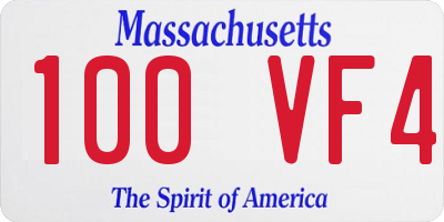 MA license plate 100VF4