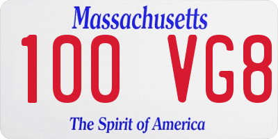 MA license plate 100VG8