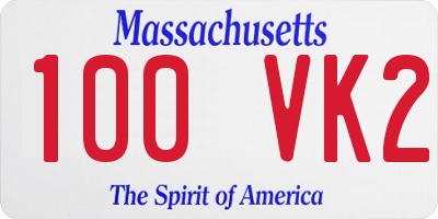 MA license plate 100VK2