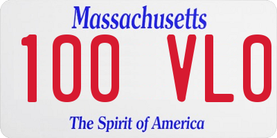 MA license plate 100VL0