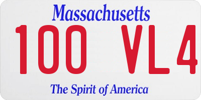 MA license plate 100VL4