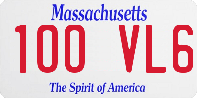 MA license plate 100VL6