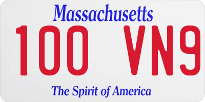 MA license plate 100VN9