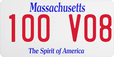 MA license plate 100VO8