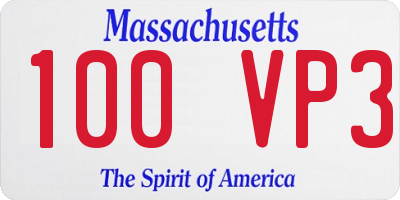 MA license plate 100VP3