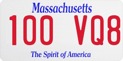 MA license plate 100VQ8