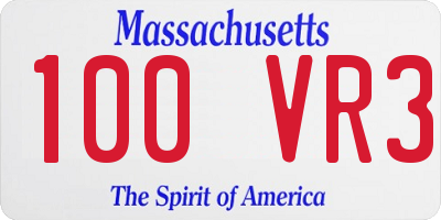 MA license plate 100VR3