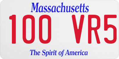 MA license plate 100VR5