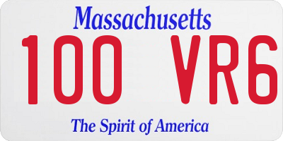 MA license plate 100VR6