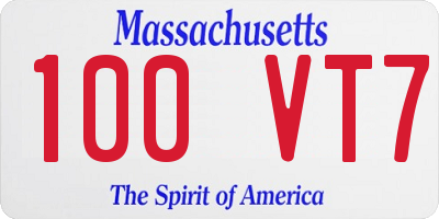 MA license plate 100VT7