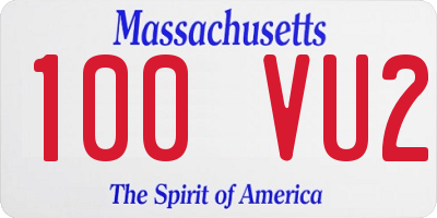 MA license plate 100VU2