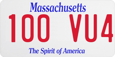 MA license plate 100VU4