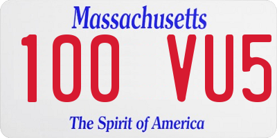 MA license plate 100VU5