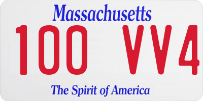 MA license plate 100VV4