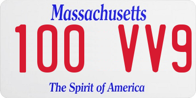 MA license plate 100VV9