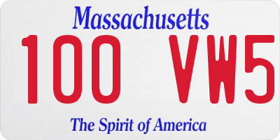 MA license plate 100VW5