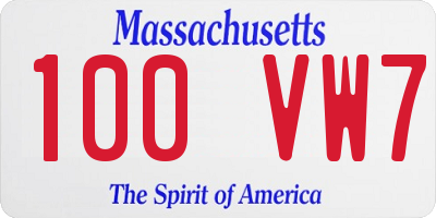 MA license plate 100VW7