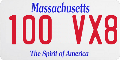 MA license plate 100VX8