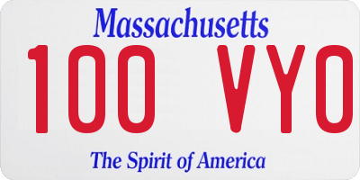 MA license plate 100VY0