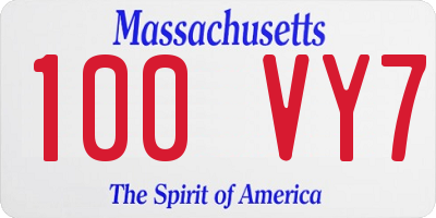 MA license plate 100VY7