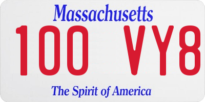 MA license plate 100VY8