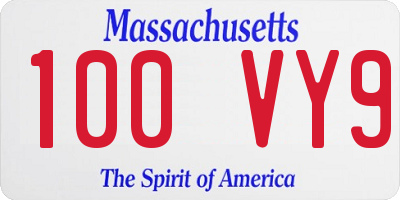 MA license plate 100VY9