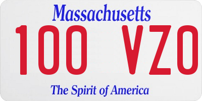 MA license plate 100VZ0