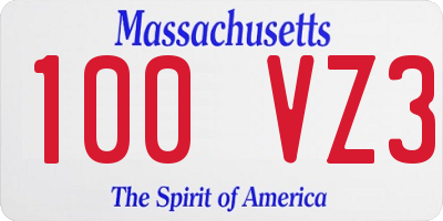 MA license plate 100VZ3