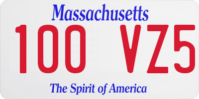 MA license plate 100VZ5