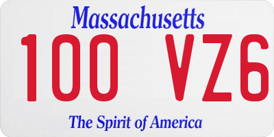 MA license plate 100VZ6