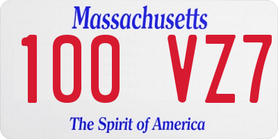 MA license plate 100VZ7